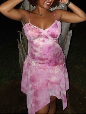 wild fable Pink Tie-Dye Midi Slip Dress